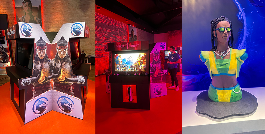 Stands temáticos de Mortal Kombat produzidos pela Door Digital em feira de games